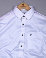 Space Gray With White Small Polka Dot Printed Cotton Shirt