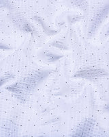 Trojes White With Black Dot Printed Seersucker Cotton Shirt