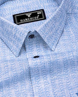 Macroom Blue With White Printed Linen Cotton Shirt