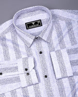 Unity Gray With White Printed Linen Cotton Shirt