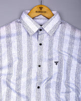 Unity Gray With White Printed Linen Cotton Shirt