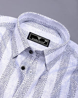 Unity Gray With White Printed Linen Cotton Shirt