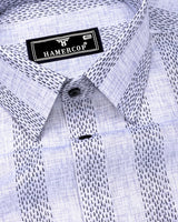 Unity Gray With White Printed Linen Cotton Shirt