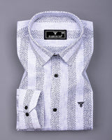 Unity Gray With White Printed Linen Cotton Shirt