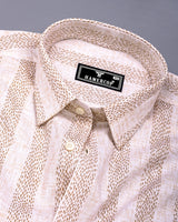 Unity Cream With White Printed Linen Cotton Shirt