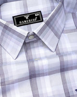 Pescara Gray With White Check Premium Cotton Shirt