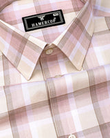 Pescara Cream With Brown Check Premium Cotton Shirt