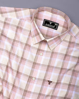 Pescara Cream With Brown Check Premium Cotton Shirt