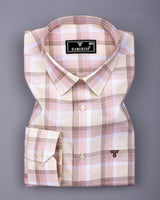 Pescara Cream With Brown Check Premium Cotton Shirt
