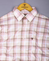Pescara Cream With Brown Check Premium Cotton Shirt