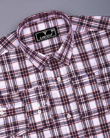 Forio Maroon With Pink Check Linen Cotton Shirt