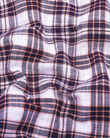 Forio Maroon With Pink Check Linen Cotton Shirt