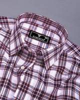 Forio Maroon With Pink Check Linen Cotton Shirt