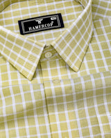 Yucca Sage Green With White Check Seersucker Cotton Shirt