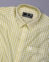 Yucca Sage Green With White Check Seersucker Cotton Shirt