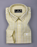 Yucca Sage Green With White Check Seersucker Cotton Shirt
