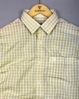 Yucca Sage Green With White Check Seersucker Cotton Shirt