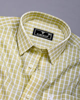 Yucca Sage Green With White Check Seersucker Cotton Shirt