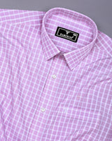 Yucca Light Purple With White Check Seersucker Cotton Shirt