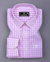 Yucca Light Purple With White Check Seersucker Cotton Shirt