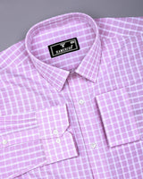 Yucca Light Purple With White Check Seersucker Cotton Shirt