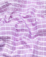 Yucca Light Purple With White Check Seersucker Cotton Shirt