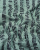 Astrick Green With Black Printed Linen Cotton Shirt