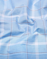 Nordic SkyBlue With White Check Formal Cotton Shirt