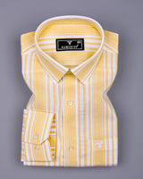 Moncton Yellow With White Stripe Linen Cotton Shirt