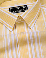 Moncton Yellow With White Stripe Linen Cotton Shirt