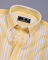 Moncton Yellow With White Stripe Linen Cotton Shirt