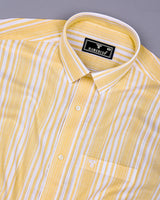 Moncton Yellow With White Stripe Linen Cotton Shirt