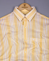 Moncton Yellow With White Stripe Linen Cotton Shirt