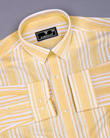 Moncton Yellow With White Stripe Linen Cotton Shirt