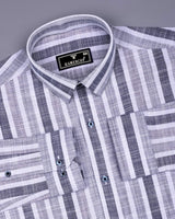 Dolen Multicolor Blue Dobby Stripe Cotton Shirt