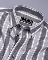 Ultimate Gray With White Dobby Stripe Cotton Shirt