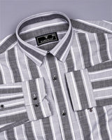Ultimate Gray With White Dobby Stripe Cotton Shirt