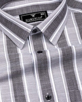 Ultimate Gray With White Dobby Stripe Cotton Shirt