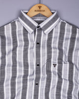 Ultimate Gray With White Dobby Stripe Cotton Shirt