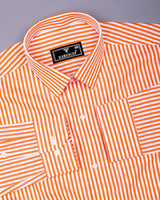 Zesta Orange With White Candy Stripe Premium Cotton Shirt