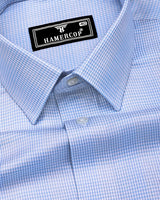 Antimony Blue Houndstooth Check Premium Giza Shirt