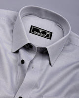 Cloud Gray Foho With White Dobby Textured Giza Shirt