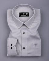 Cloud Gray Foho With White Dobby Textured Giza Shirt
