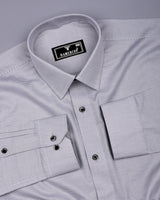Cloud Gray Foho With White Dobby Textured Giza Shirt