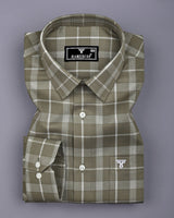 Fermium Green With White Waffle Dobby Check Shirt