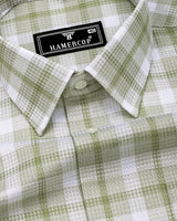 Assert Green With White Waffle Dobby Check Shirt