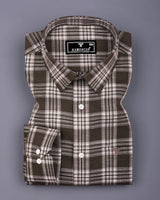 Belica Brown With White Check Linen Cotton Formal Shirt