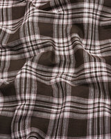 Belica Brown With White Check Linen Cotton Formal Shirt