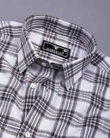 Belica White With Brown Check Linen Cotton Formal Shirt