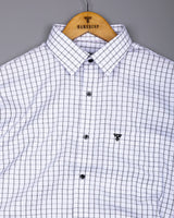Quba White With Black Waffle Dobby Check Shirt